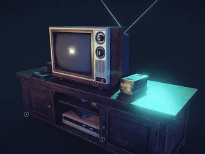 TV Set 80s Asset Low-poly 3D Model