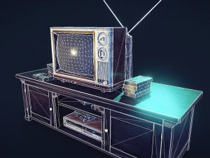 TV Set 80s Asset Low-poly 3D Model