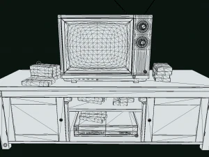 TV Set 80s Asset Low-poly 3D Model