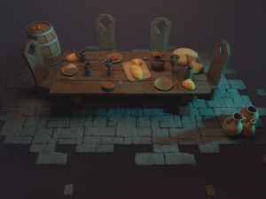 Medieval Laid Table Scene Asset 3Dモデル