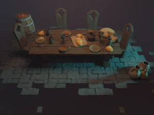 Recurso de cena de mesa medieval colocada Modelo 3D