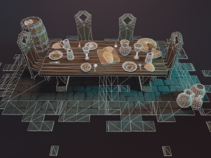 Medieval Laid Table Scene Asset 3D 모델