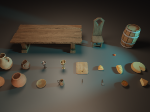 Medieval Laid Table Scene Asset 3D 모델