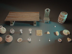 Medieval Laid Table Scene Asset 3D Model