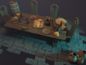 Medieval Laid Table Scene Asset 3D 모델