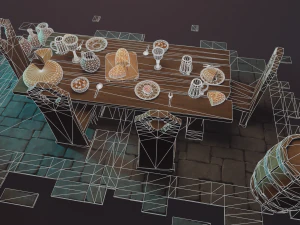Medieval Laid Table Scene Asset 3D Model