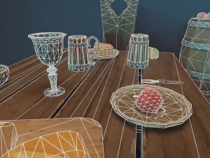 Medieval Laid Table Scene Asset 3D Model