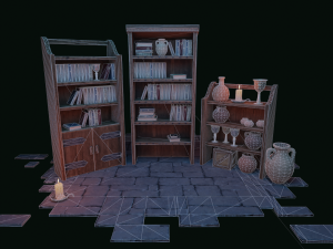 Medieval Bookcases Scene - Asset Modèle 3D
