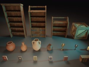 Medieval Bookcases Scene - Asset Modèle 3D