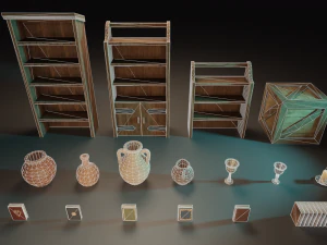 Medieval Bookcases Scene - Asset 3D Model