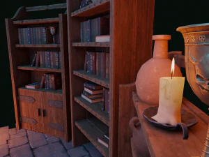 Medieval Bookcases Scene - Asset 3D Model