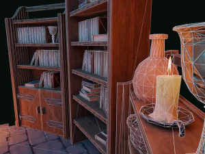 Medieval Bookcases Scene - Asset 3D Model