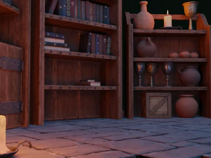 Medieval Bookcases Scene - Asset 3D Model