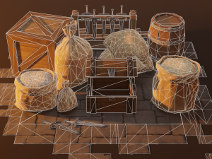 Medieval Burlap Sacks and other - Asset Modello 3D