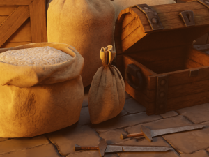Medieval Burlap Sacks and other - Asset Modello 3D