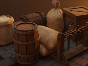 Medieval Burlap Sacks and other - Asset Modello 3D