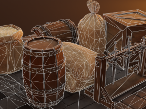 Medieval Burlap Sacks and other - Asset Modello 3D