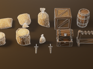 Medieval Burlap Sacks and other - Asset Modello 3D