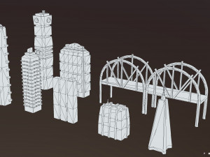 City Buildings Retrowave 3D-Modell