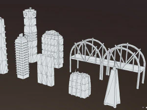 City Buildings Retrowave 3D Model
