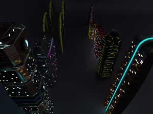 City Buildings Retrowave 3D-Modell