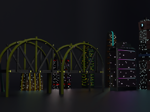 City Buildings Retrowave 3D-Modell