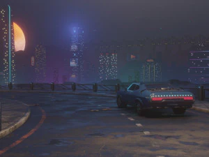 City Buildings Retrowave 3D Model