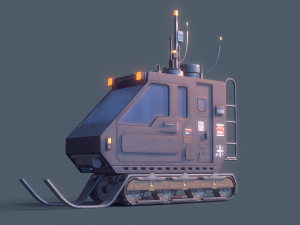 SnowCat Futuristic Vehicle Animated 3D Model