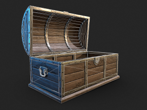 Wooden Coffer - LowPoly 3D Модель