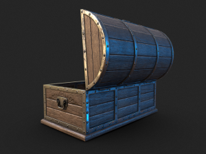 Wooden Coffer - LowPoly 3D Модель