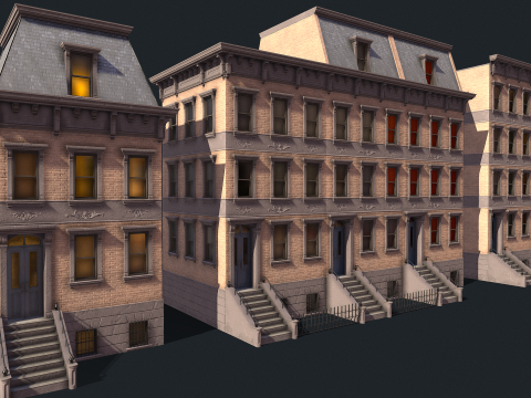 BrownStone Modular Building - Asset Modelo 3D