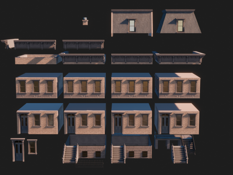 BrownStone Modular Building - Asset 3D Модель