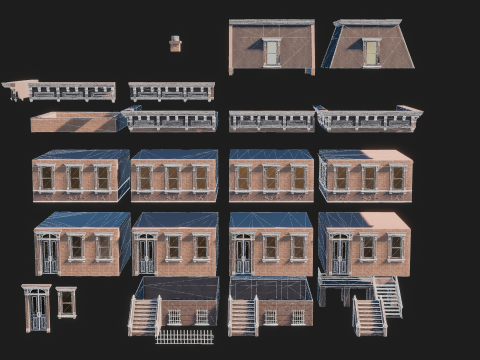 BrownStone Modular Building - Asset 3D Модель