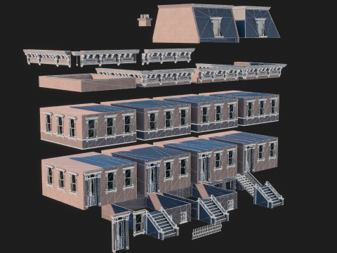 BrownStone Modular Building - Asset 3D Модель