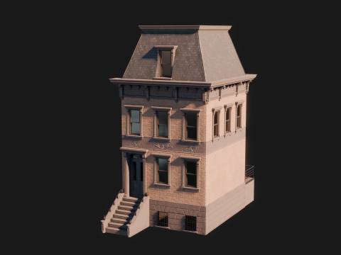 BrownStone Modular Building - Asset 3D Модель