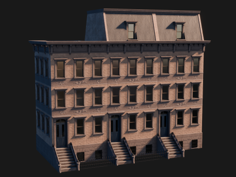 BrownStone Modular Building - Asset 3D Модель