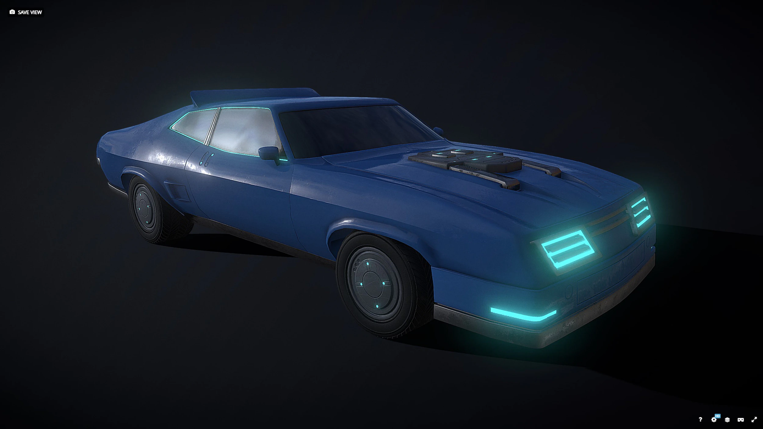 Retro Futuristic Car 3D Model .c4d .max .obj .3ds .fbx .stl .blend