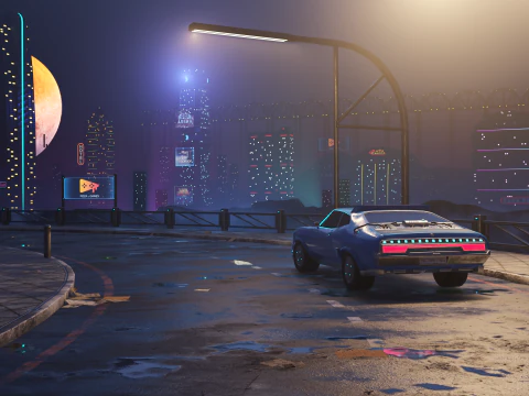 Retro Futuristic Car 3D Model