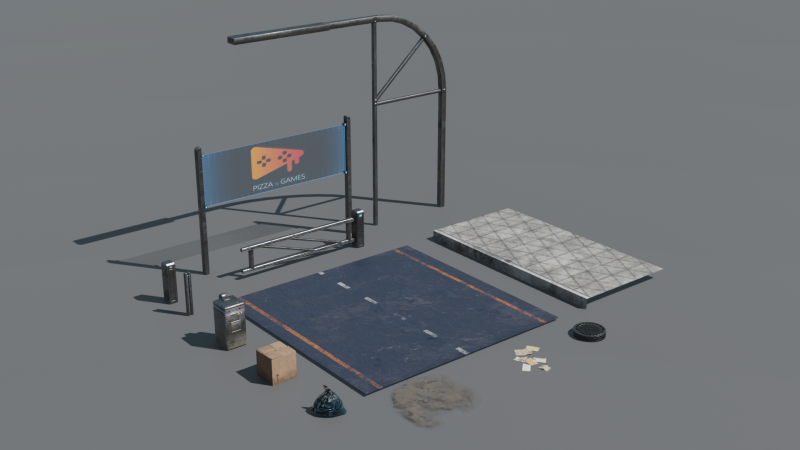 Street retro future props - Asset Pack Low-poly 3D Model .c4d .max .obj .3ds .fbx .stl .blend 