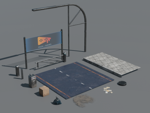 Street retro future props - Asset Pack Low-poly Modelo 3D