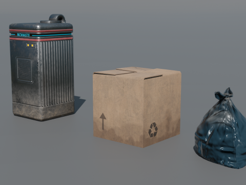 Street retro future props - Asset Pack Low-poly 3D Model