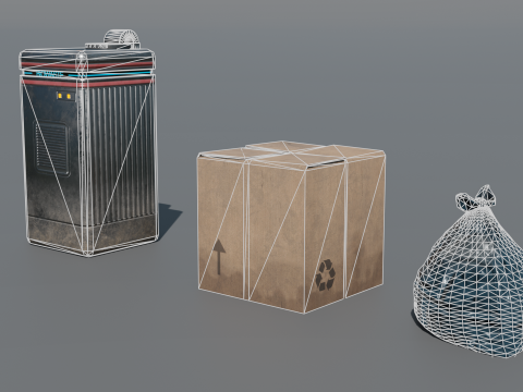 Street retro future props - Asset Pack Low-poly 3D Model
