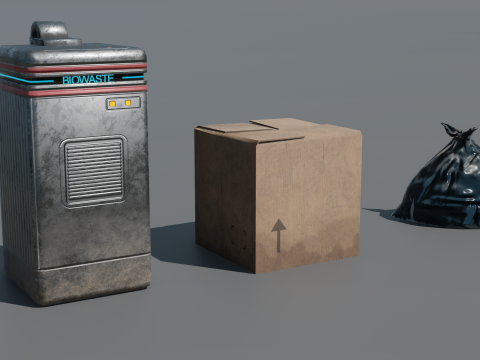 Street retro future props - Asset Pack Low-poly 3D Model