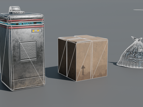 Street retro future props - Asset Pack Low-poly 3D Model