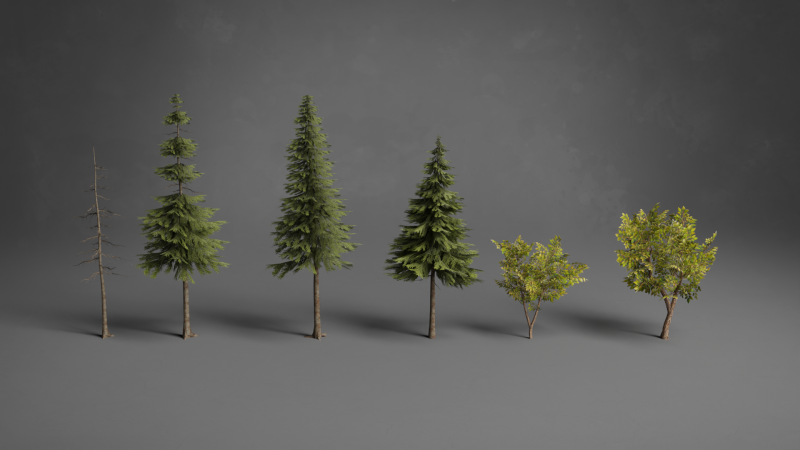 Stylized Trees Low-poly 3D Модель .c4d .max .obj .3ds .fbx .stl .blend 