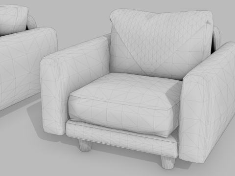 80S Brown Leather Sofa And Armchair Set Modello 3D