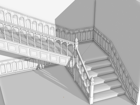 Wooden Staircase - Modular Asset Standard Model 3D