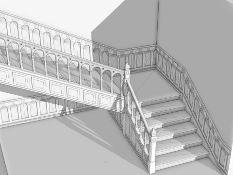 Wooden Staircase - Modular Asset Standard 3D Model