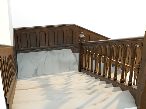 Wooden Staircase - Modular Asset Standard Model 3D
