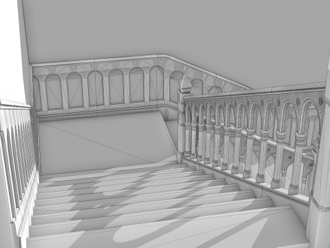 Wooden Staircase - Modular Asset Standard Model 3D